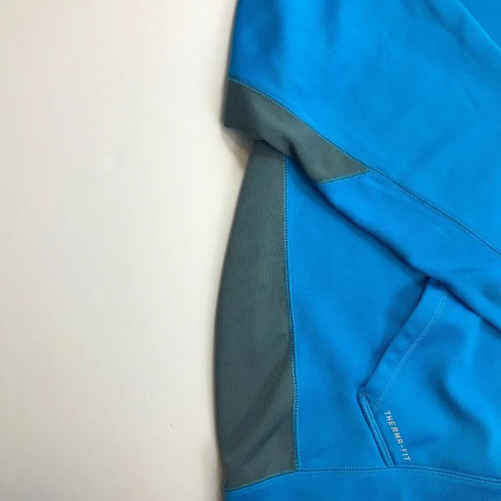 Nike Therma Fit Men XL Blue Gray Logo Long Sleeve Athletic Hoodie Pullover - Picture 5 of 8